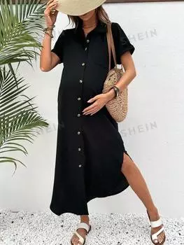 Платье-рубашка Shein для беременных, черный
