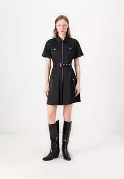 Платье-рубашка SHIRT DRESS FRONT ZIP DKNY, черный