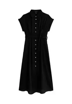 Платье-рубашка Short Sleeve Midi New Look, черное