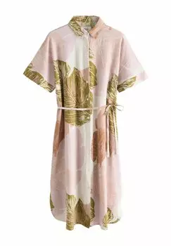 Платье-рубашка SHORT SLEEVE WAIST MIDI WITH Next, бежевый