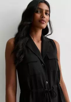Платье-рубашка Sleeveless Utility New Look, черное