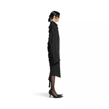Платье-рубашка со шнуровкой BALENCIAGA, черный