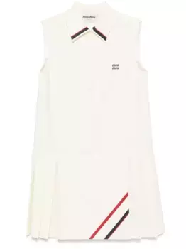 Платье-рубашка со складками MIU MIU, нейтральный