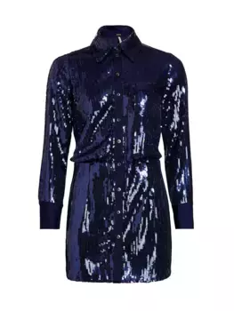 Платье-рубашка Sophie с пайетками Free People, синий
