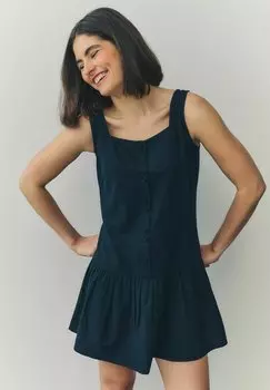 Платье-рубашка SQUARE NECK TIERED BOHO Next, синий