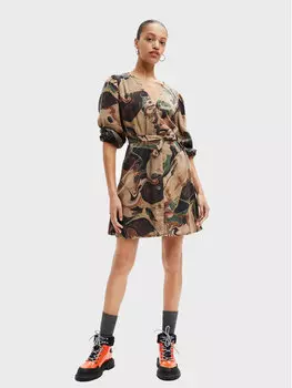 Платье-рубашка стандартного кроя Desigual, коричневый