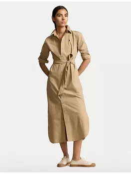 Платье-Рубашка стандартного кроя Polo Ralph Lauren, бежевый