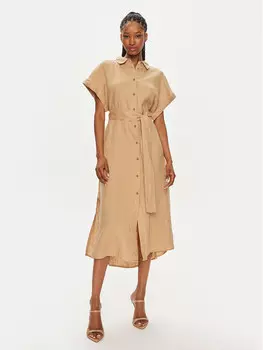 Платье-Рубашка стандартного кроя United Colors Of Benetton, бежевый