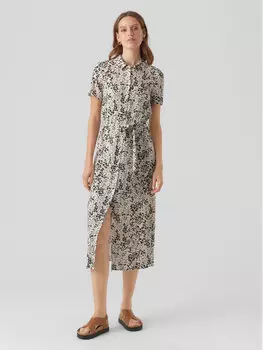 Платье-рубашка стандартного кроя Vero Moda, бежевый