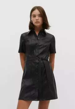 Платье-рубашка Stradivarius, черное