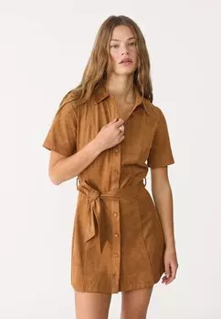 Платье-рубашка Stradivarius, коричневый