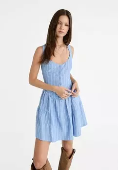 Платье-рубашка Striped -Effect Stradivarius, королевский синий