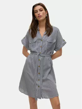 Платье-Рубашка свободного кроя Bumpy 10325828 Vero Moda, синий