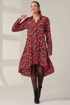 Платье рубашка свободного покроя с абстрактным принтом Jolie Moi, красный
