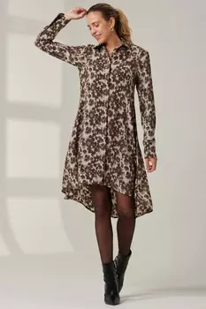 Платье рубашка свободного покроя с длинными рукавами Jolie Moi, серый