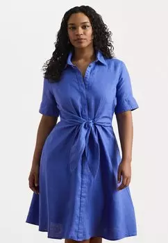 Платье-рубашка TIE FRONT LINEN SHIRTDRESS Lauren Ralph Lauren Woman, синий