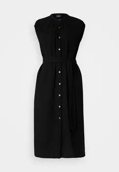 Платье-рубашка Tie Waist Down Midi GAP, черное