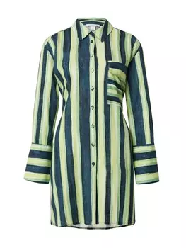 Платье рубашка TOPSHOP Shirt Dress, цвет petrol/light green