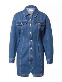 Платье рубашка TOPSHOP Shirt Dress, синий деним