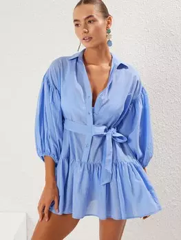 Платье-рубашка Trendyol, небесно-синий