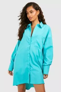 Платье-рубашка Ultimate Oversized из поплина boohoo, синий