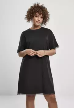 Платье-рубашка URBAN CLASSICS " Urban Classics Women's Ladies Free Lace Hem Tee Dress" (1 шт.), черный
