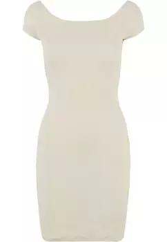 Платье-рубашка URBAN CLASSICS " Urban Classics Women's Ladies Dress с открытыми плечами в рубчик" (1 шт.), белый