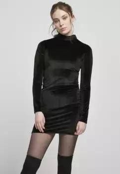 Платье-рубашка URBAN CLASSICS " Urban Classics Women's Ladies Velvet Turtle Neck Dress" (1 шт.), черный