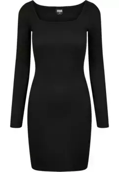 Платье-рубашка URBAN CLASSICS " Urban Classics Ladies Rib Squared Neckline Dress" (1 шт.), черный