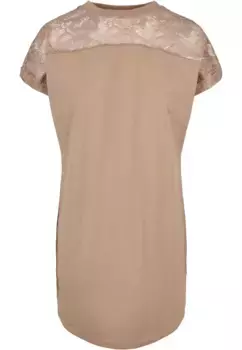 Платье-рубашка URBAN CLASSICS " Urban Classics Women's Ladies Lace Tee Dress" (1 шт.), коричневый