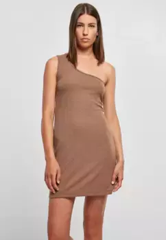 Платье-рубашка URBAN CLASSICS " Urban Classics Women's Ladies Rib One Sleeve Dress" (1 шт.), хаки