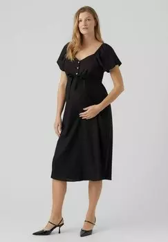 Платье-рубашка Vero Moda расклешенного кроя, черный