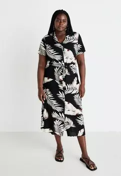 Платье-рубашка VMCEASY LONG SHIRT DRESS Vero Moda Curve, черный