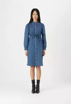 Платье-рубашка VMDALLAS BELT DRESS Vero Moda, темно-синий деним