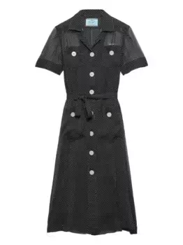 Платье-рубашка в горох Prada, черный