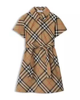 Платье-рубашка в клетку Giulietta для девочек Burberry — Little Kid, Big Kid, коричневый/бежевый