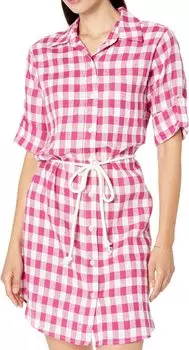 Платье-рубашка в клетку Karen Kane, фуксия