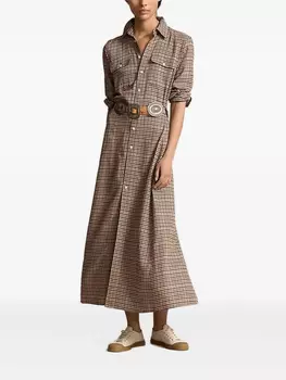 Платье-рубашка в клетку Polo Ralph Lauren, коричневый