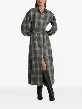 Платье-рубашка в клетку с длинными рукавами Lauren Ralph Lauren, серый