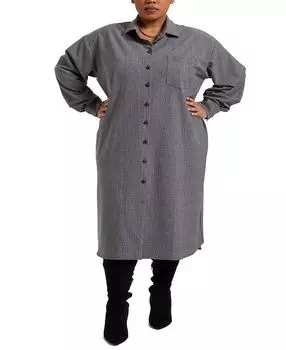 Платье-рубашка в клетку Tammy размера Plus Pari Passu, серый