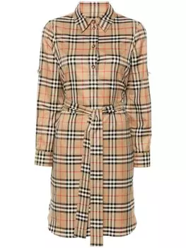Платье-рубашка в клетку Vintage Check Burberry, нейтральный цвет