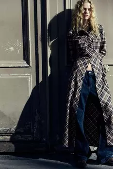 Платье-рубашка в клетку ZARA, хаки