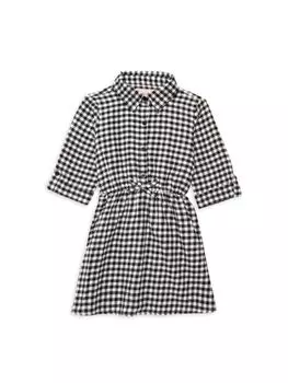Платье-рубашка в мелкую клетку для маленьких девочек Bcbgirls, цвет Black White