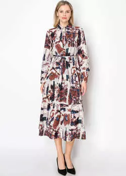 Платье-рубашка в осенней палитре Yal New York, цвет burg
