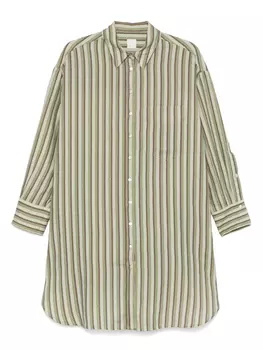Платье-рубашка в полоску 120% Lino, зеленый