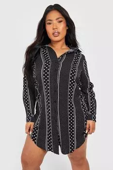 Платье-рубашка в полоску плюс Boohoo, черный