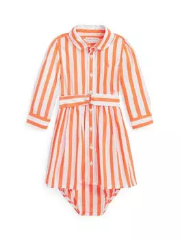 Платье-рубашка в полоску Polo Ralph Lauren Baby Hadlee, майский оранжевый/белый