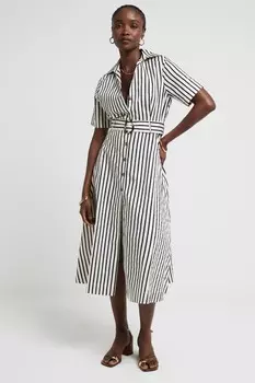Платье рубашка в полоску с поясом River Island, синий