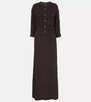 Платье-рубашка в полоску с поясом Tom Ford, темно-коричневый