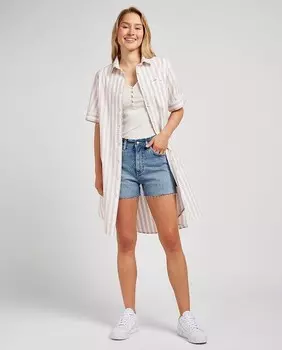 Платье-рубашка в полоску с принтом Lee, бежевый